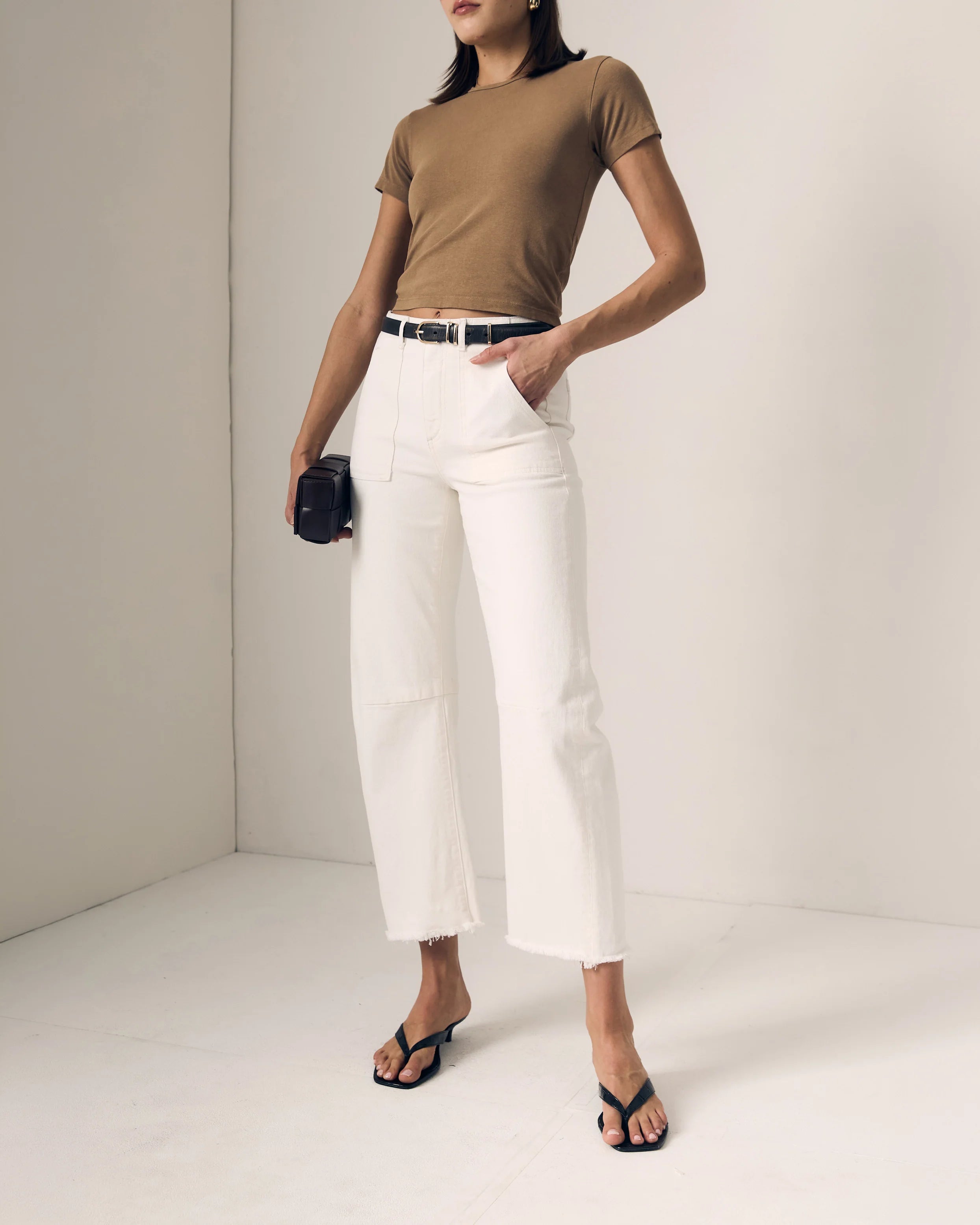 Le Jean Utility Soft Barrel Jeans - White