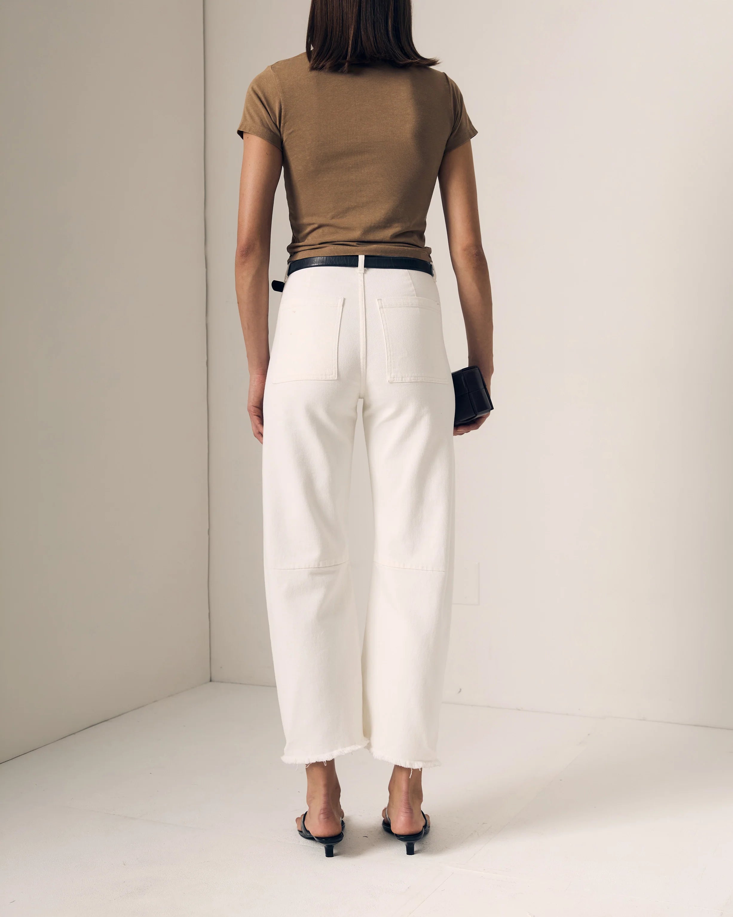Le Jean Utility Soft Barrel Jeans - White