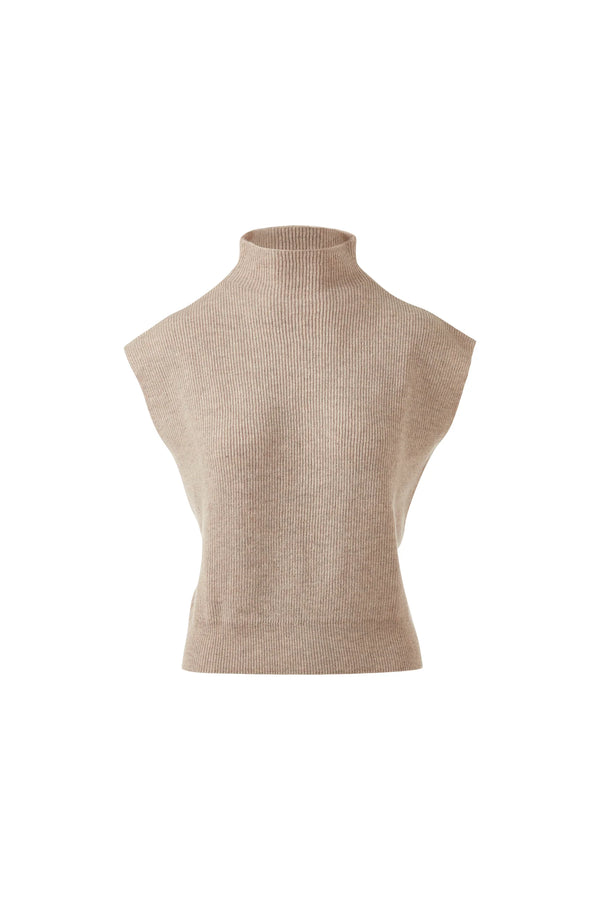 Rib Cap Sleeve Mock Neck