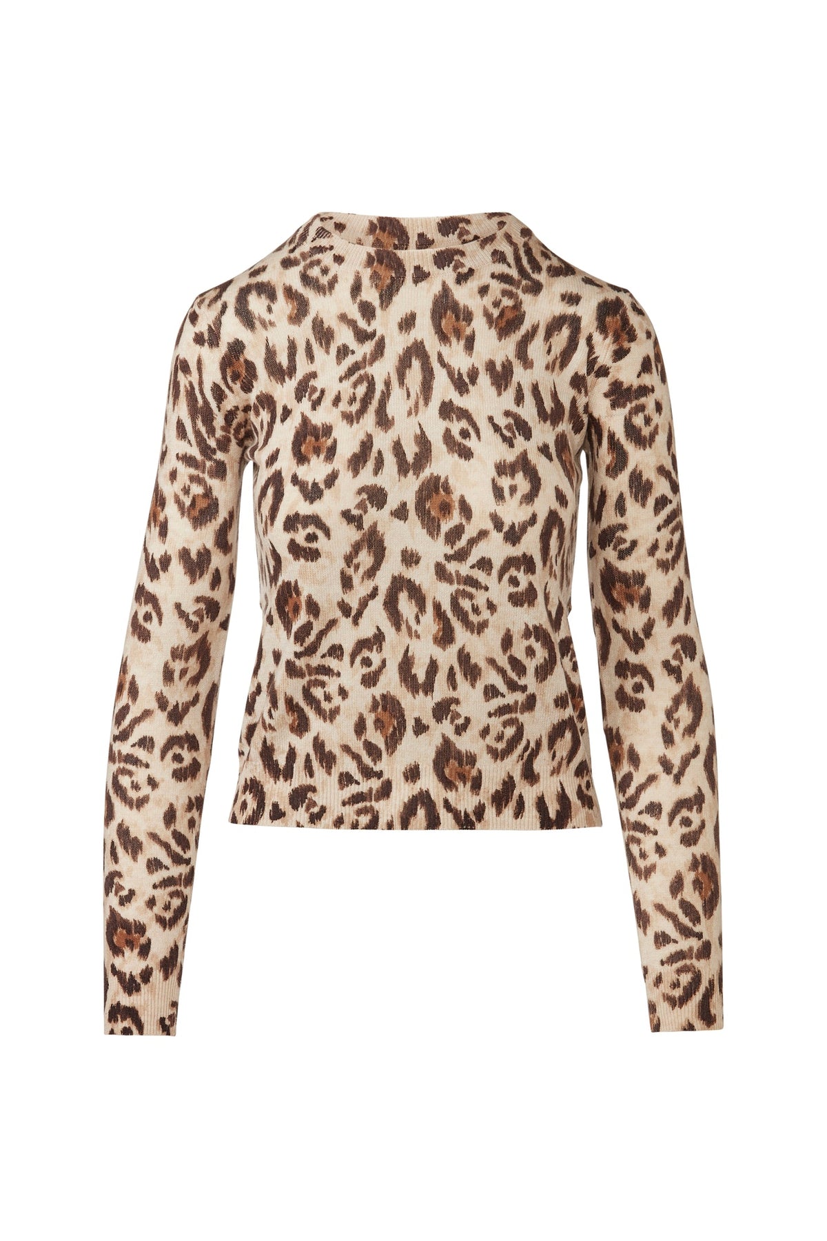 Kinross Animal Print Cashmere Crew