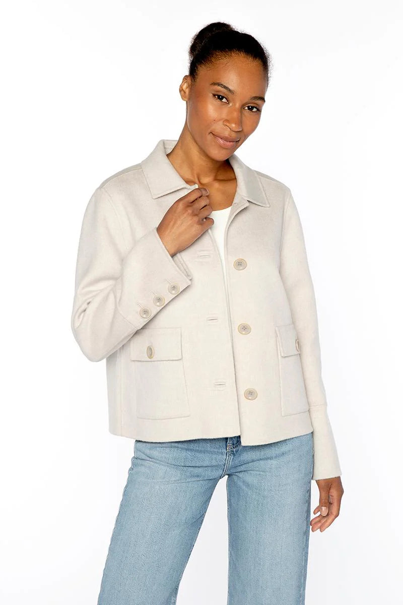 Pleat Back Short Coat-Birch