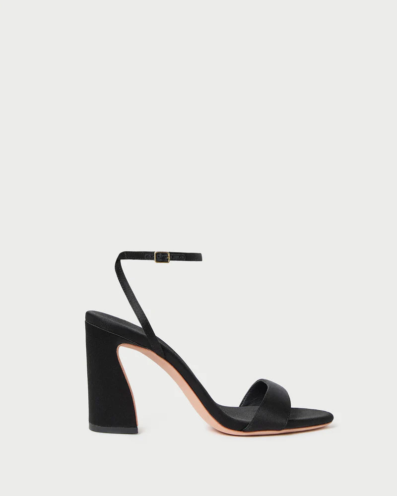 Malia Curved Heel -Black Satin