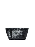 Wide Square Woven Clutch - Black