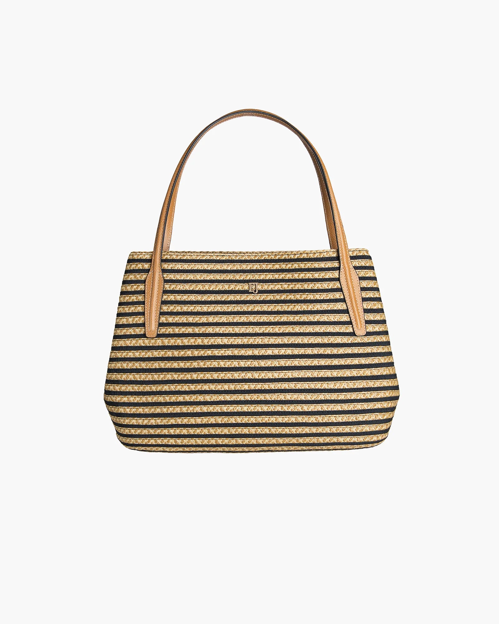 Eric Javits Squishee Isla Straw Bag Black Mix