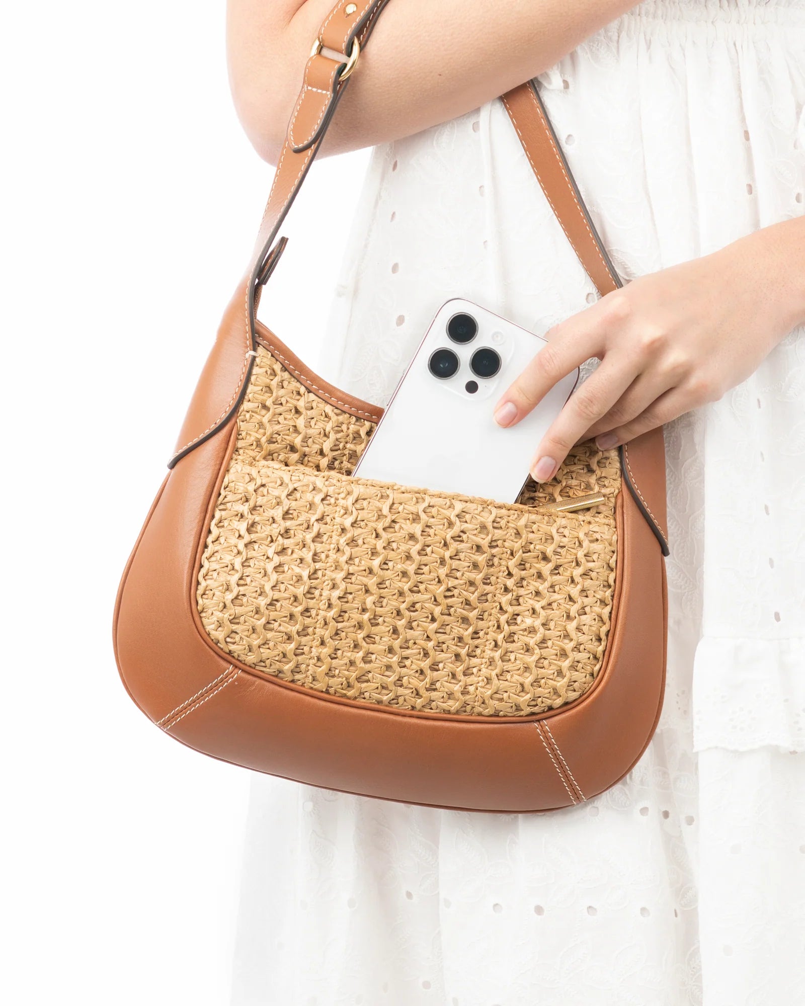 Eric Javits Lil Isle Raffia Crossbody Bag - Natural
