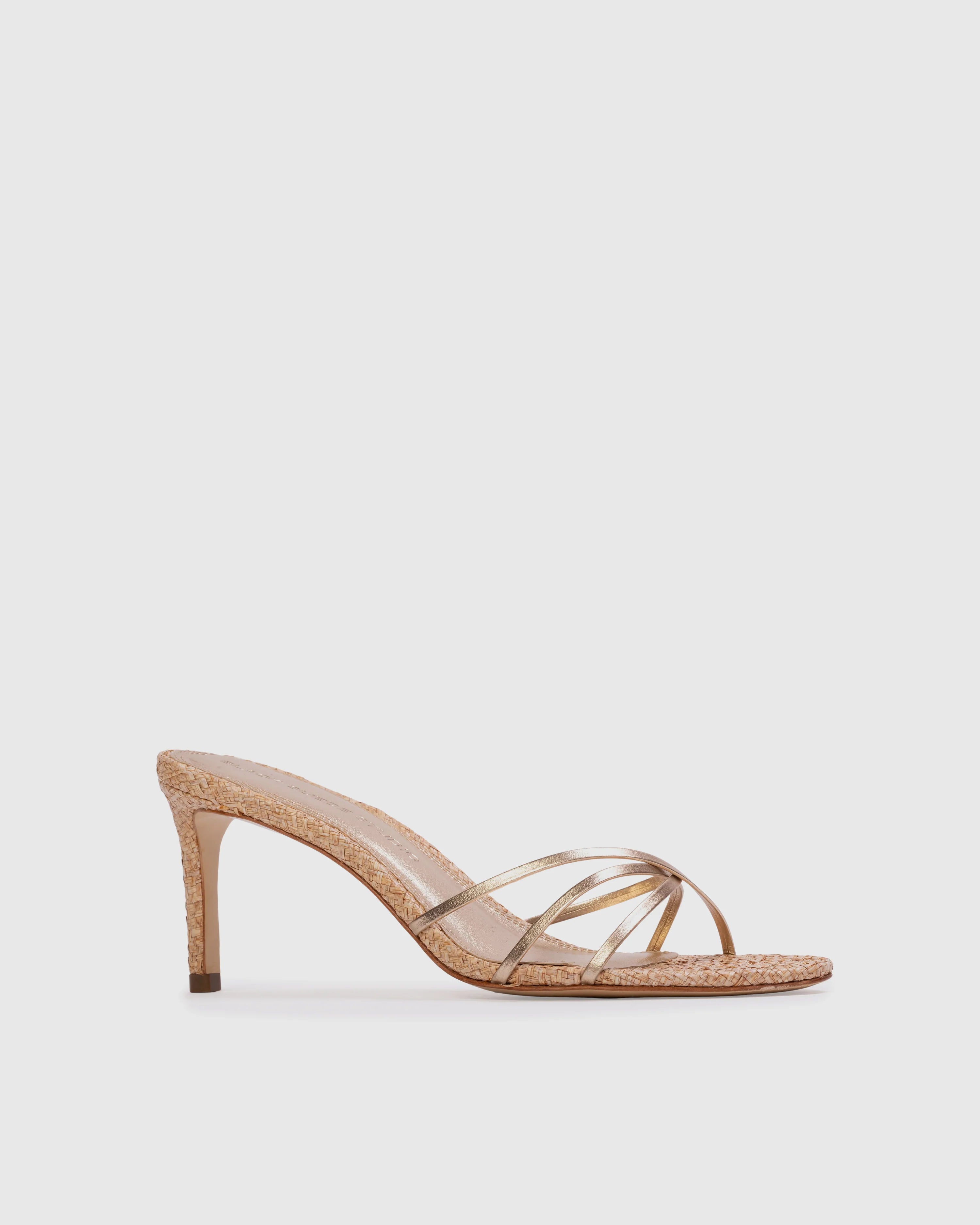 Jaya 70 Mule - Raffia Gold Metallic Leather