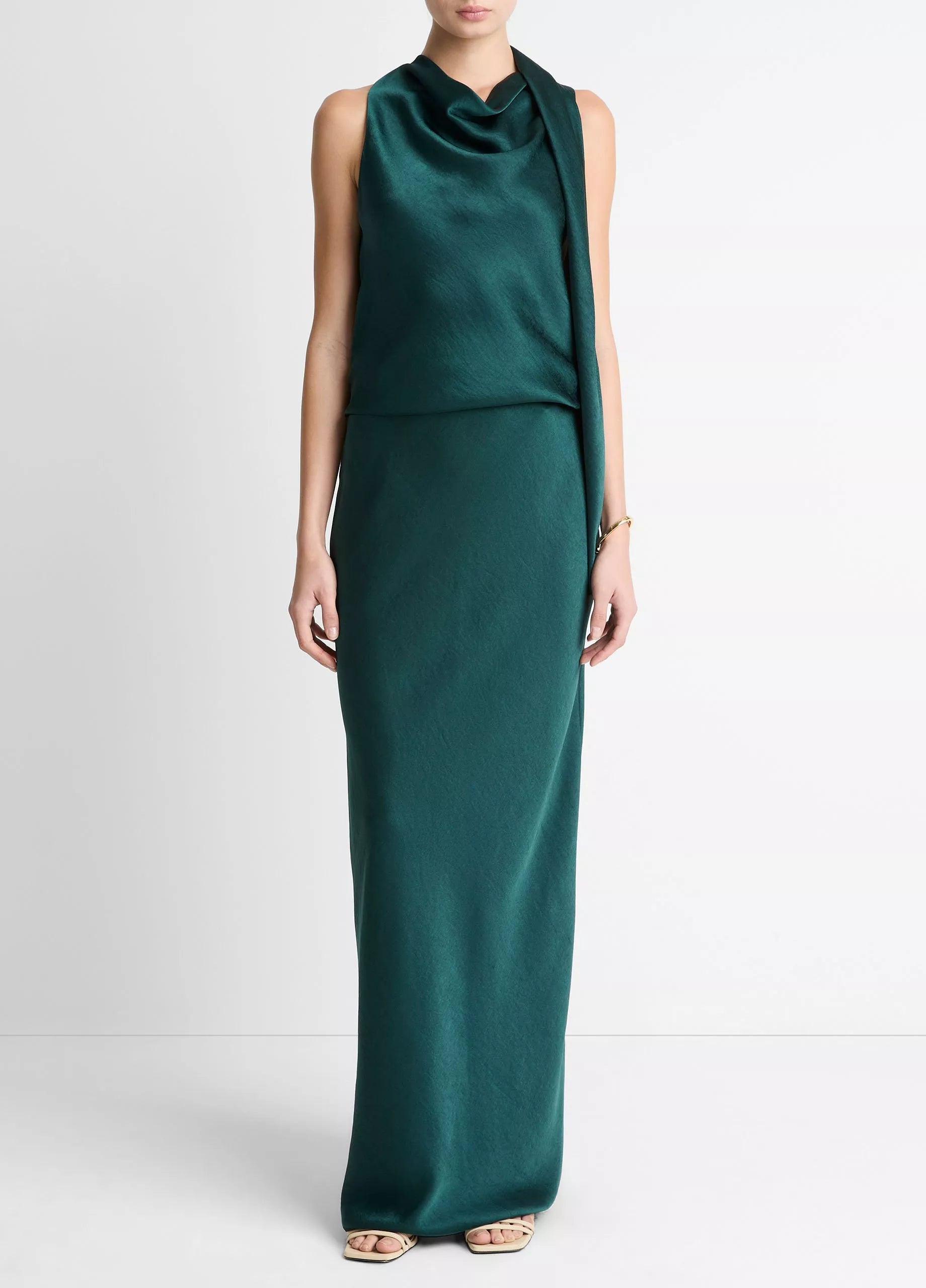 Satin Bias Skirt - Juniper