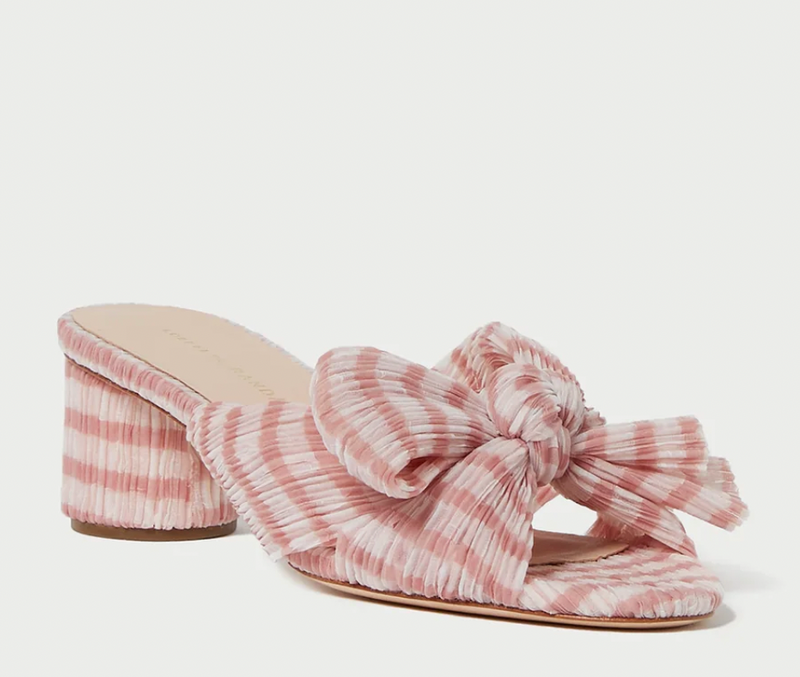 Loeffler Randall Emilia Pleated Bow Heel - Soft Pink Gingham