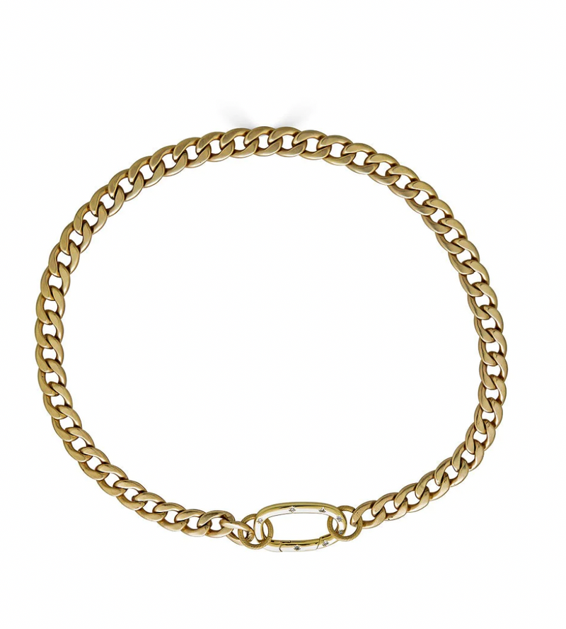 Matte Gold Necklace with Oval Clasp