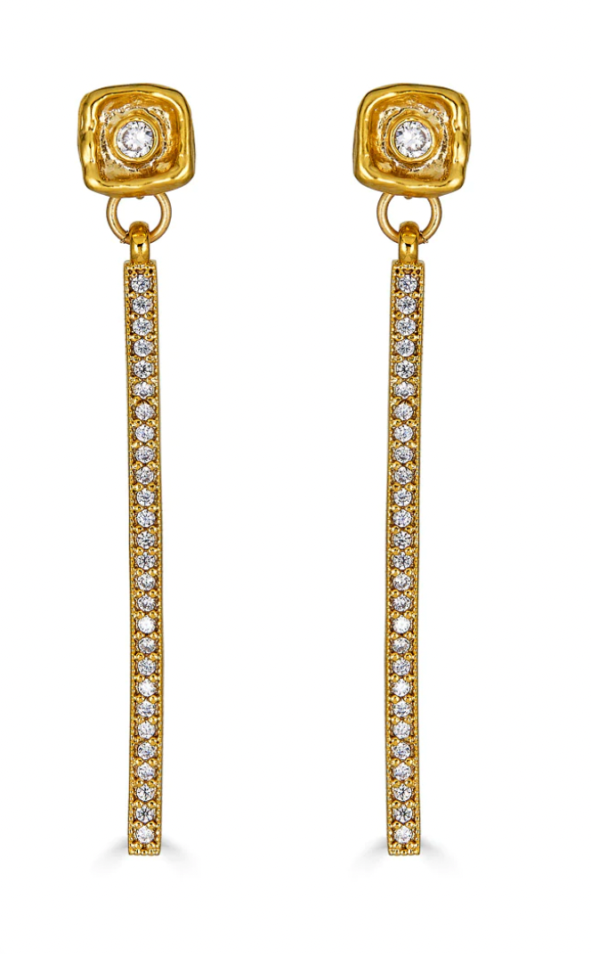 Gold Crystal Bar Earrings