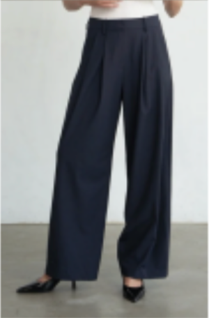 Joni Pleated Pinstripe Pant - Cream/Navy