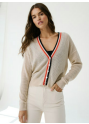 Mesh Cardi W Varsity Stripe