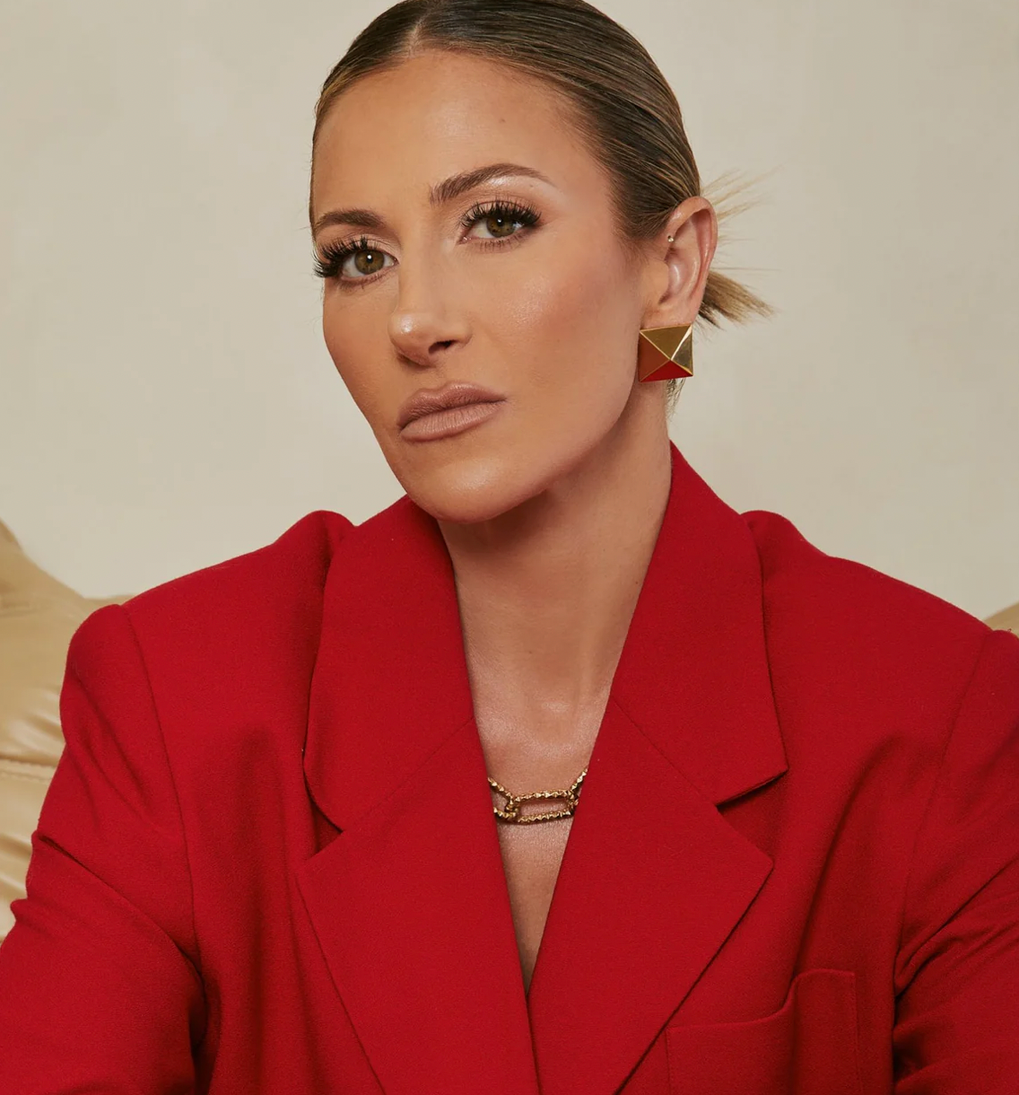 Gold Pyramid Stud Earrings - Gold