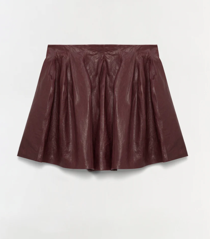 Bryar Leather Mini Skirt-Mahogany
