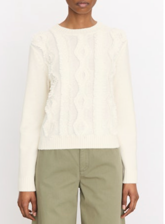 Cut Float Diamond Cable Crew Neck