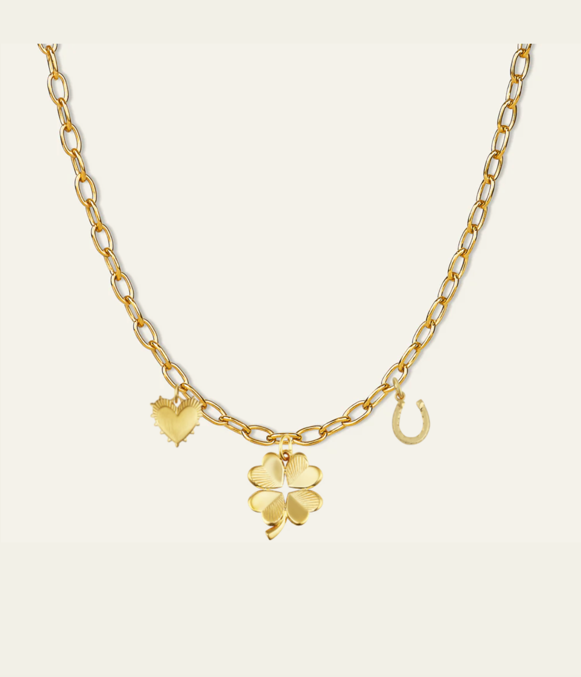 HART 18" Chunky Chain, Small Heart of Gold, Small Luck & Love Clover & Small Fortuna Horseshoe