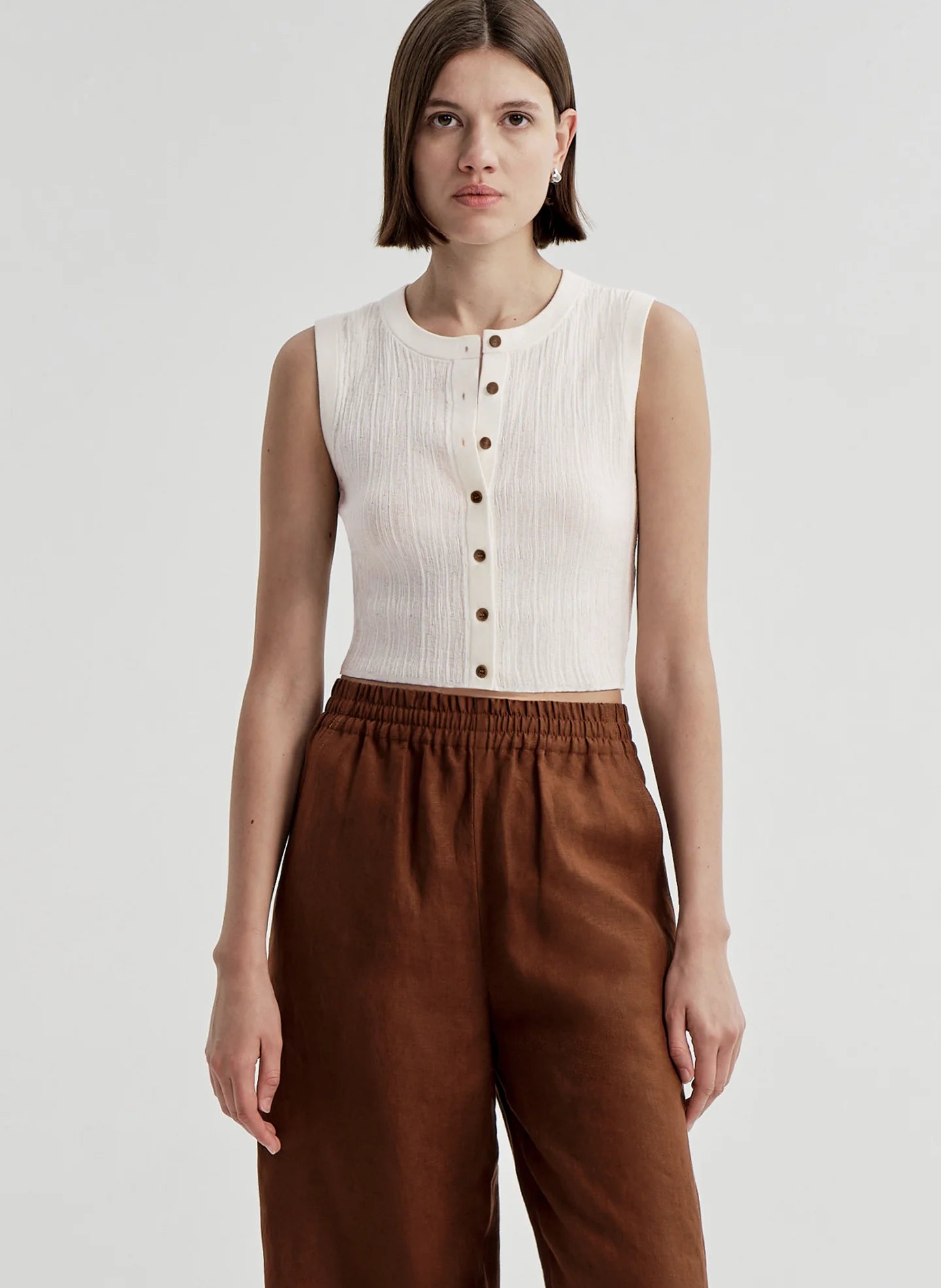 ALS Lottie Fine Cotton Cropped Top - Bright White