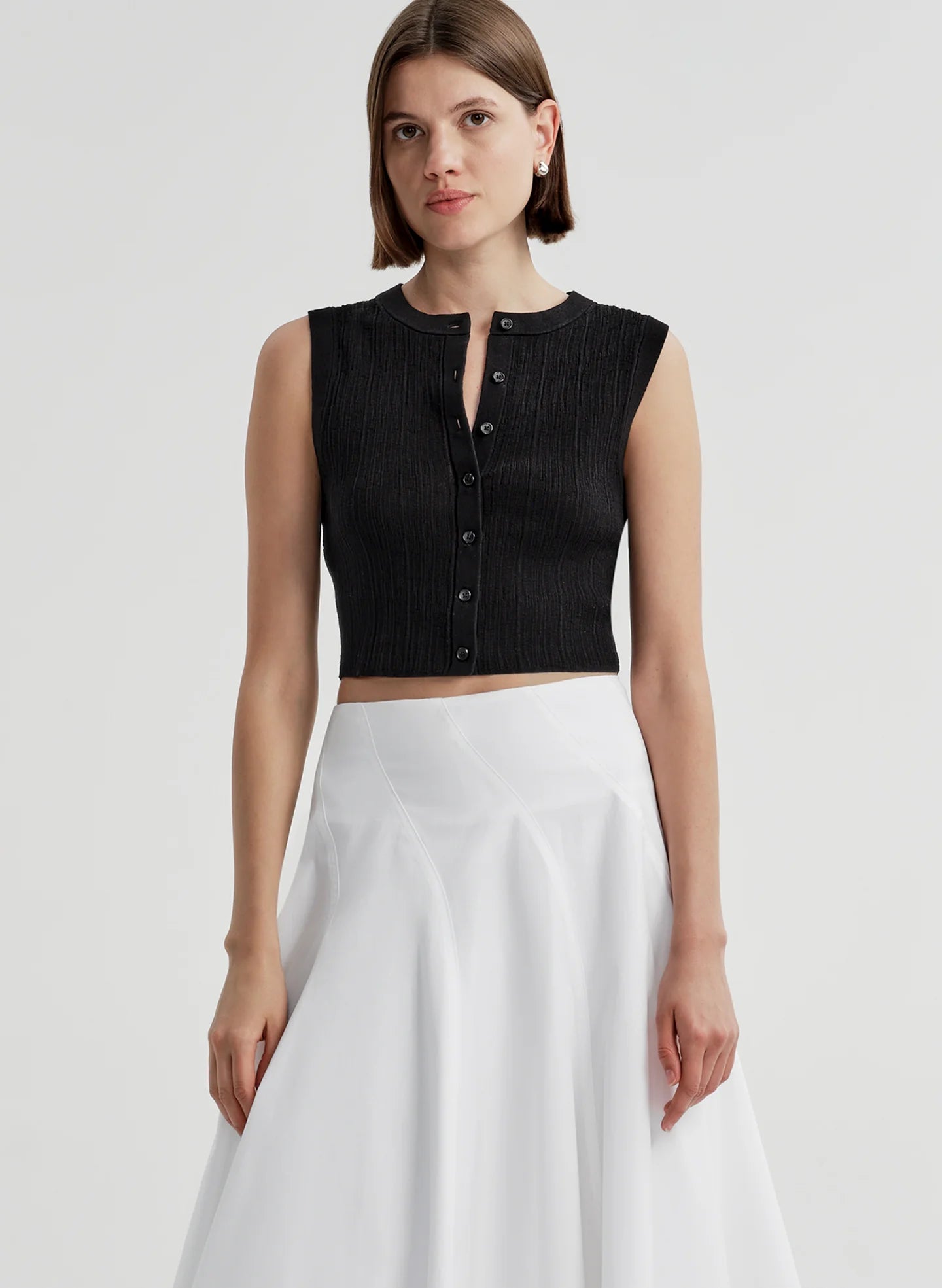 ALS Lottie Fine Cotton Cropped Top - Black