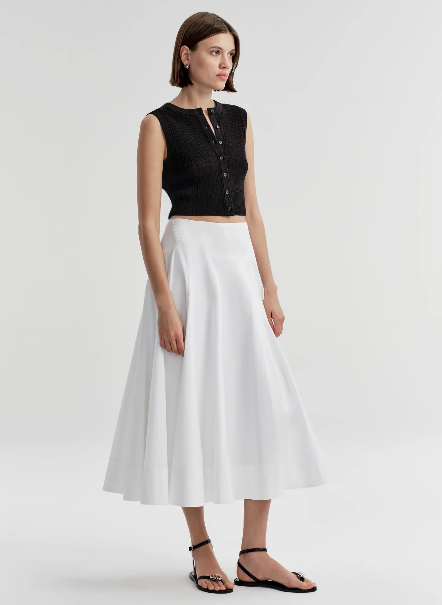 ALS Lottie Fine Cotton Cropped Top - Black