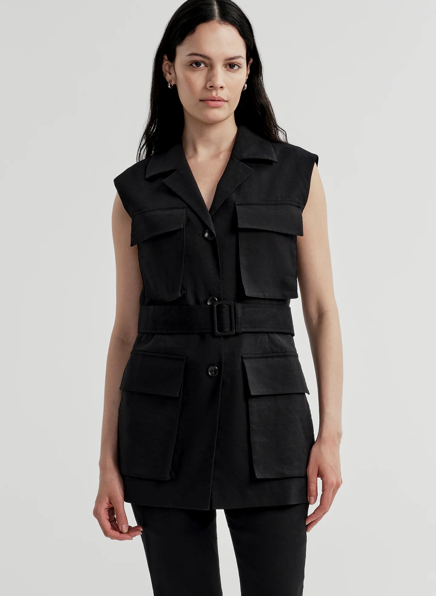 ALC Cameron Linen Vest - Black