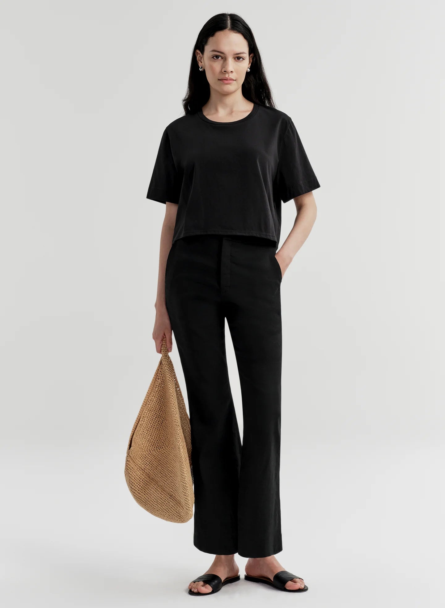 ALC Cropped Sophie Linen Pant - Black
