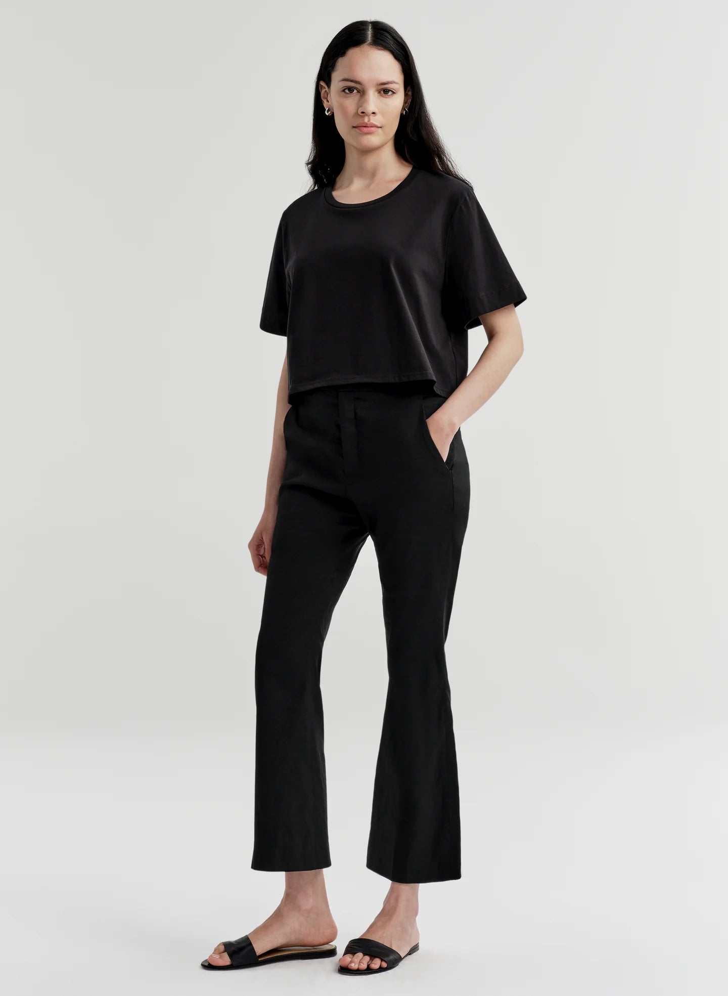 ALC Cropped Sophie Linen Pant - Black