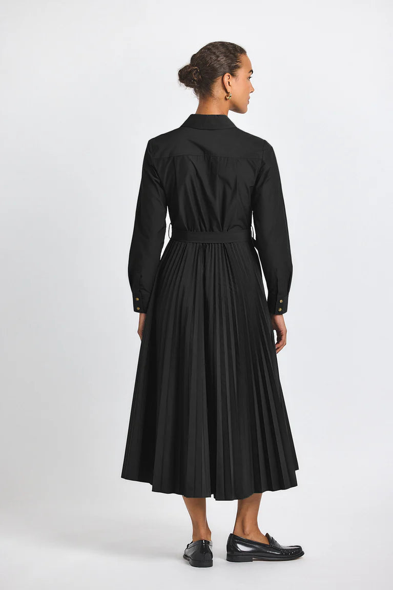 Derek Lam Kenza Cotton Poplin Pleated Shirt Dress