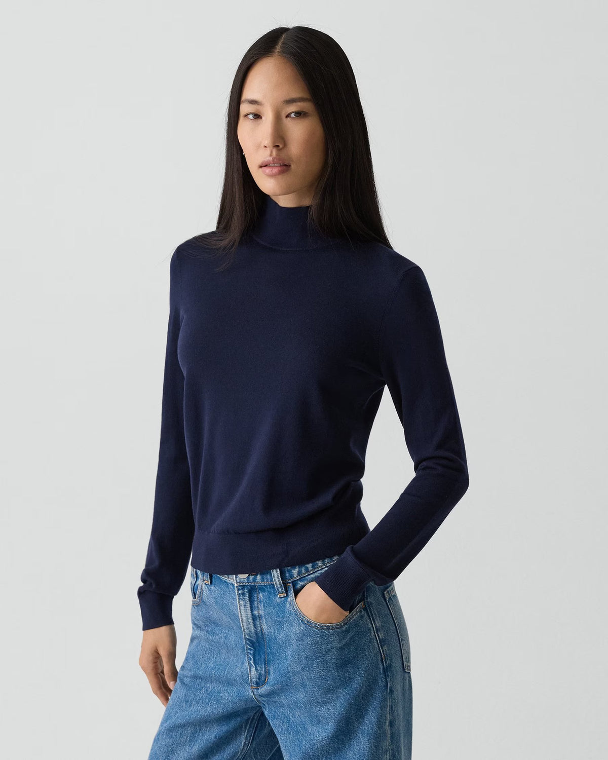 Theory Turtleneck Sweater in Regal Wool - Deep Navy