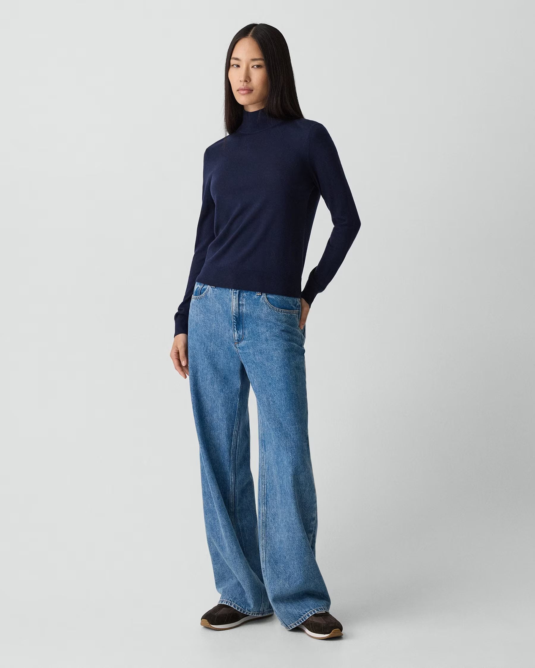 Theory Turtleneck Sweater in Regal Wool - Deep Navy