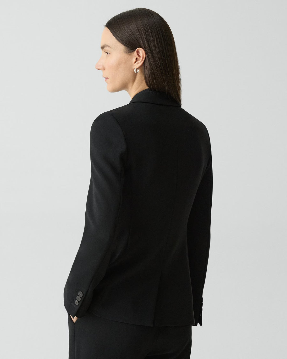 Theory Staple Blazer in Admiral Crepe - Black
