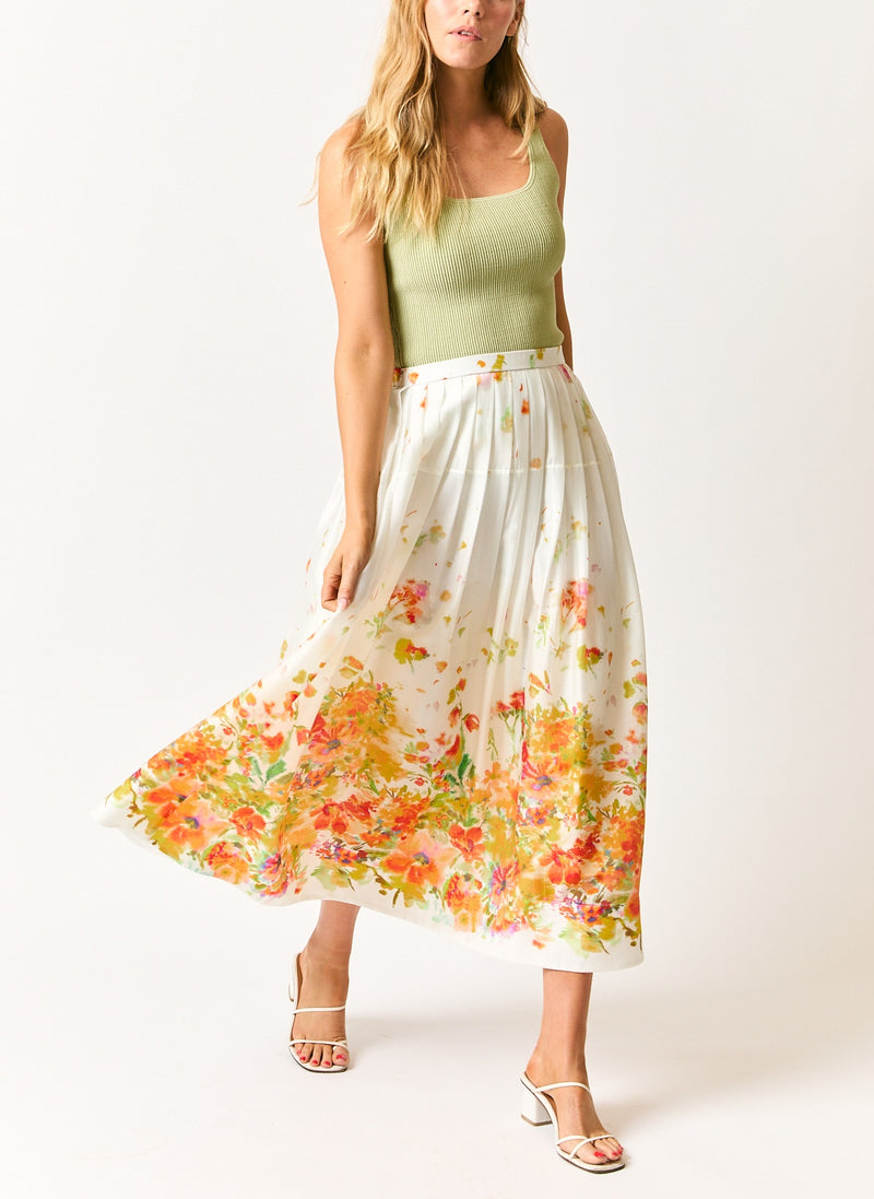 Alexia Organza Pleated Maxi Skirt