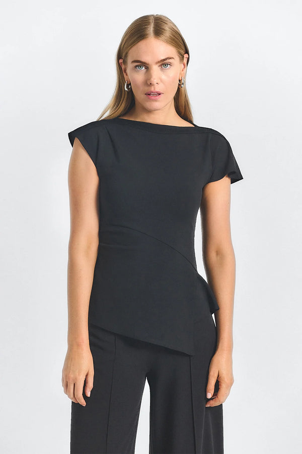 Luelle Crepe Knit Top - Black