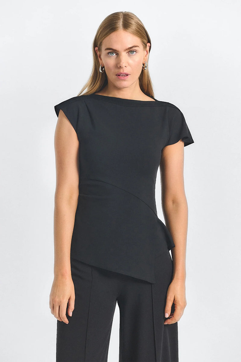 Luelle Crepe Knit Top - Black