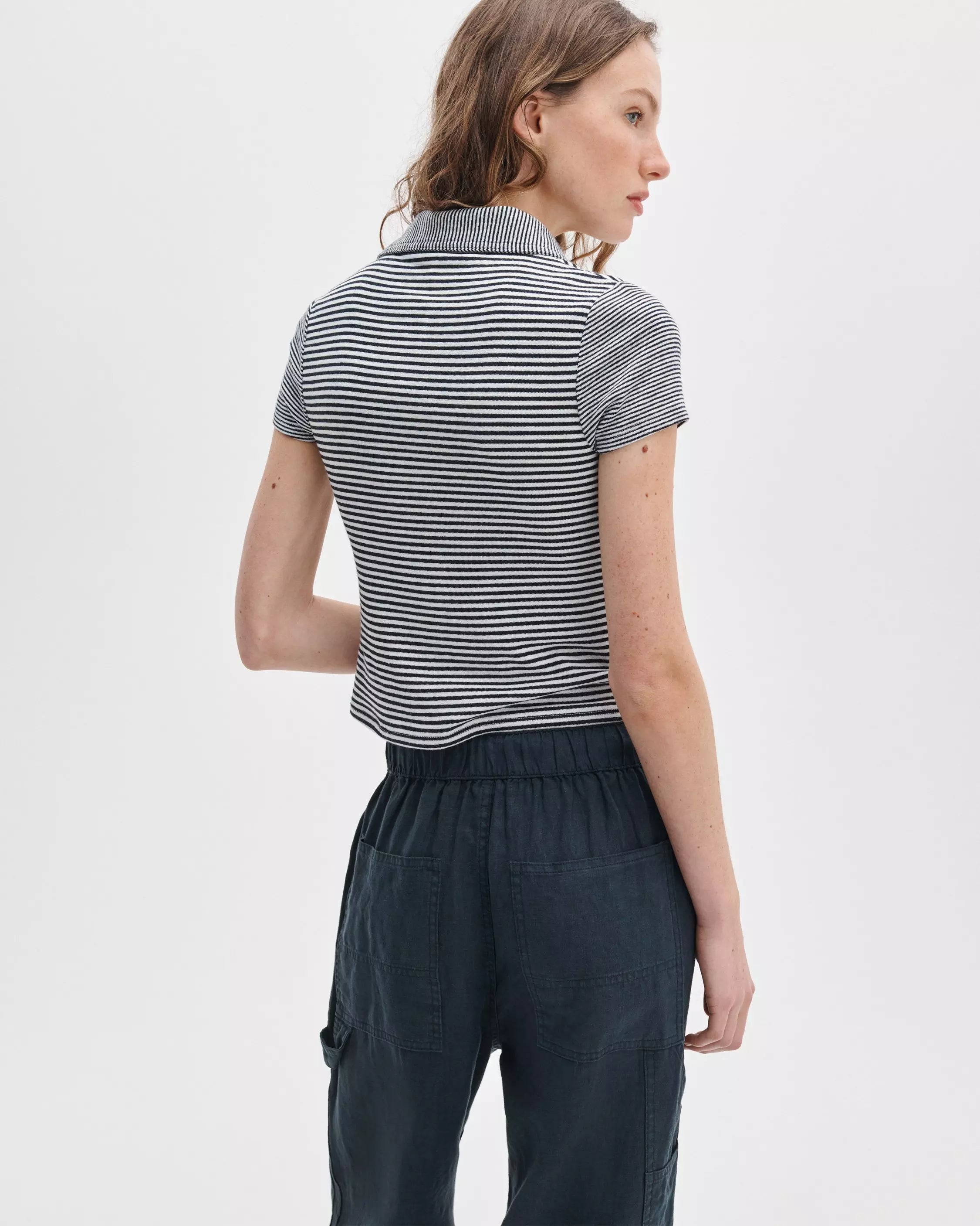 rag & gone The Knit Striped Polo - Ivory Multi