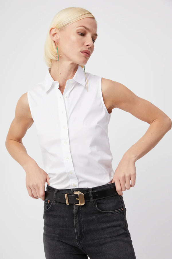 The Signature Sleeveless Shirt - White, Black
