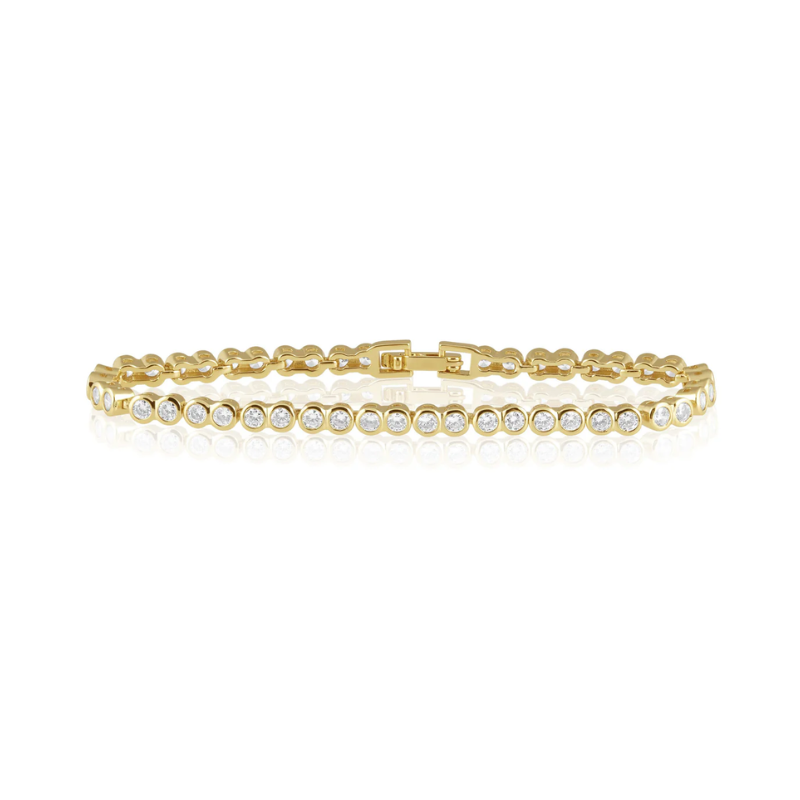 Sahira Jewelry Design Bezel Tennis Bracelet - Gold