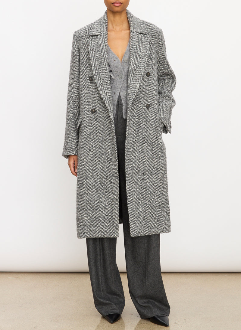 Herringbone Double Breasted Coat