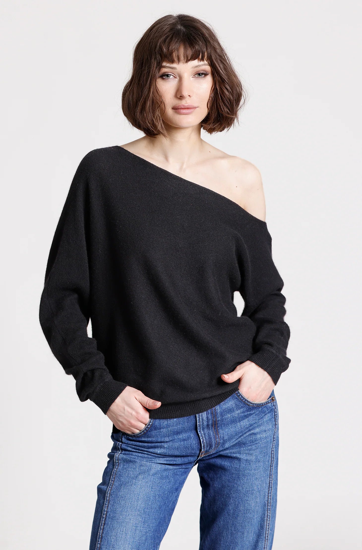 Minnie Rose Off the Shoulder Top - Black