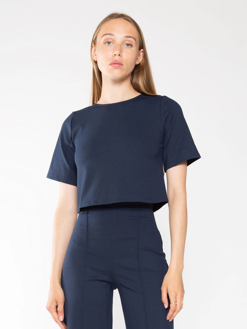 Ponte Knit Short Sleeve Top