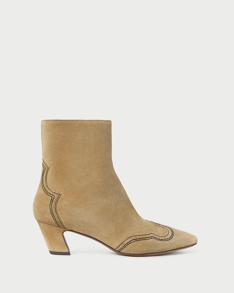 Aspen Embroidered Kicked Heel Ankle Boot