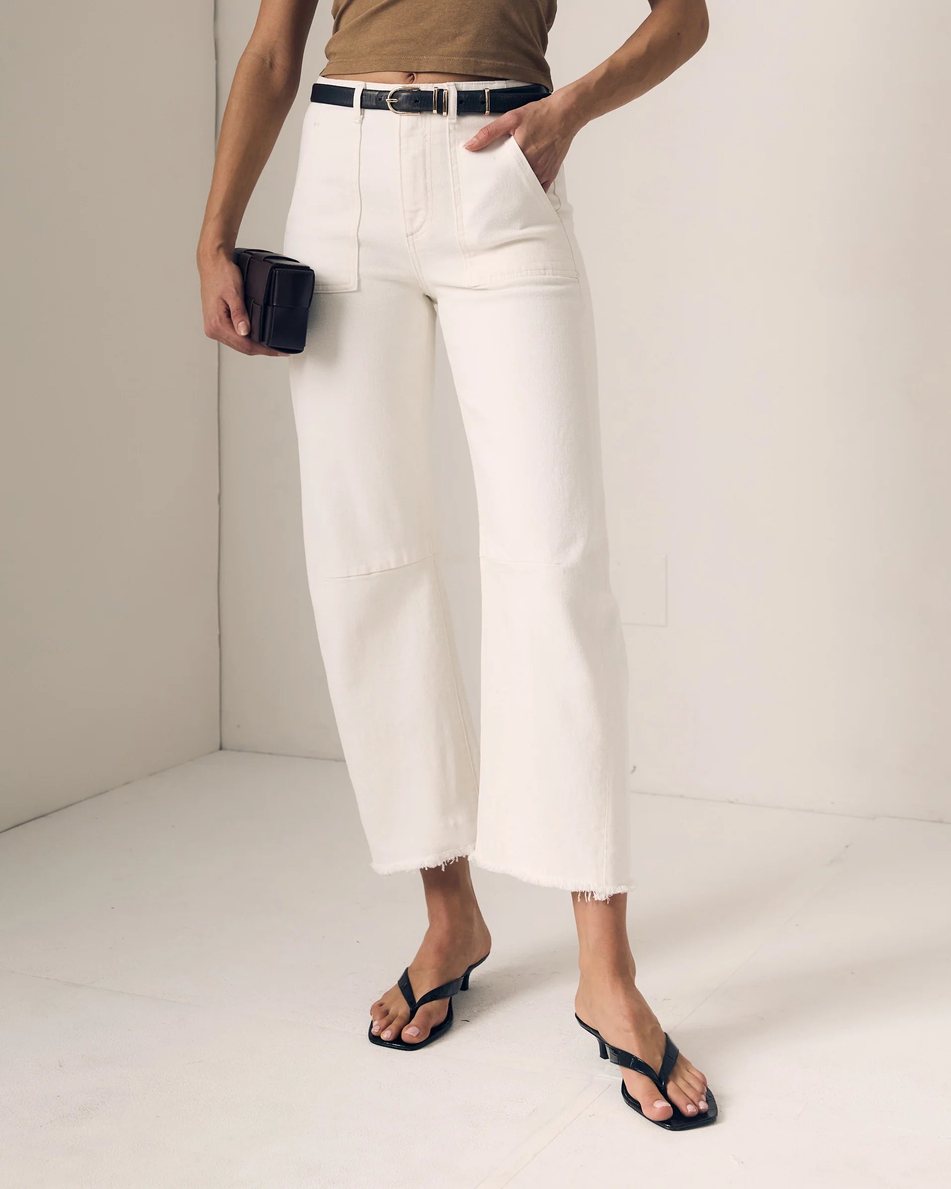 Le Jean Utility Soft Barrel Jeans - White