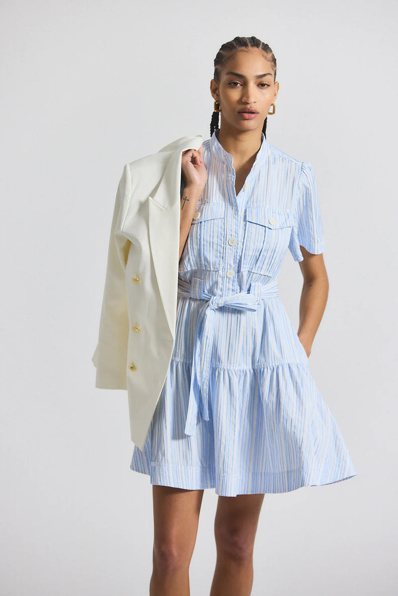 Clynton Pintuck Stripe Dress