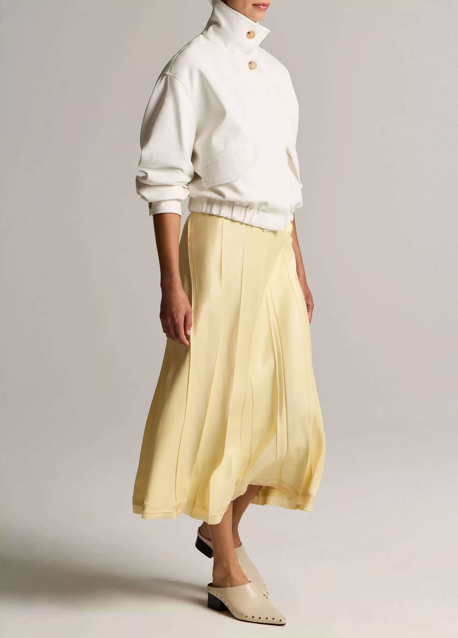 Vince Raw-Edge Satin Skirt- Sun Petal