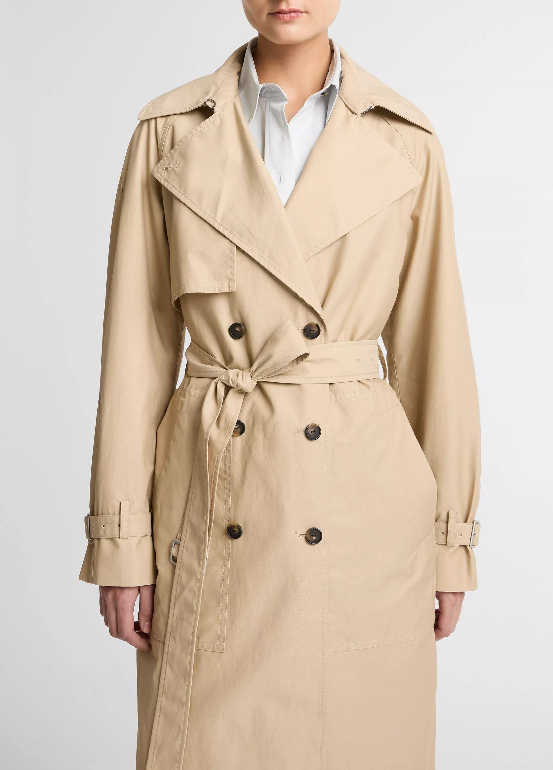 Vince Fine Cotton-Blend Twill Trench Coat