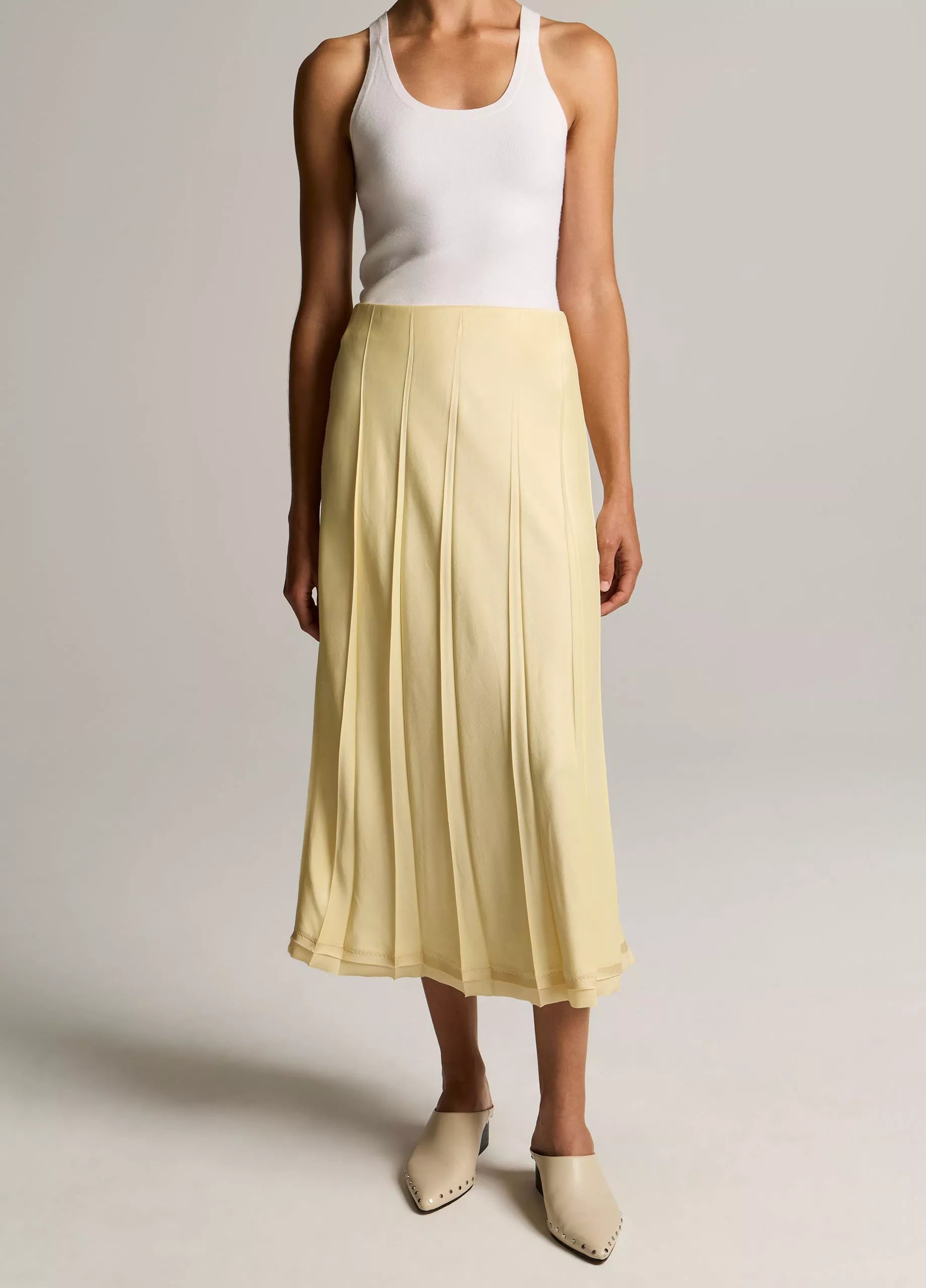 Vince Raw-Edge Satin Skirt- Sun Petal