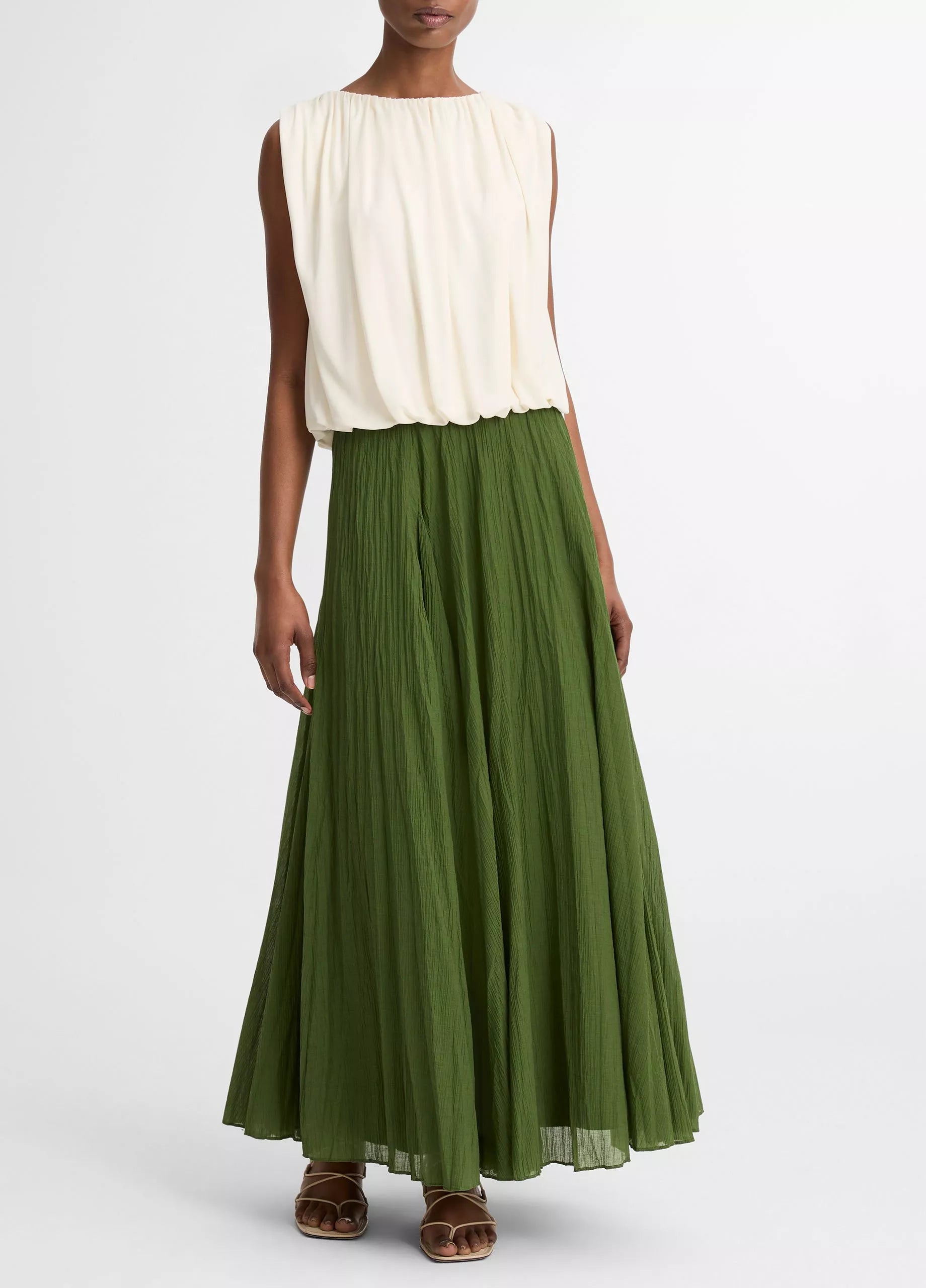 Vince Matte Jersey Bubble Top - Porcelain