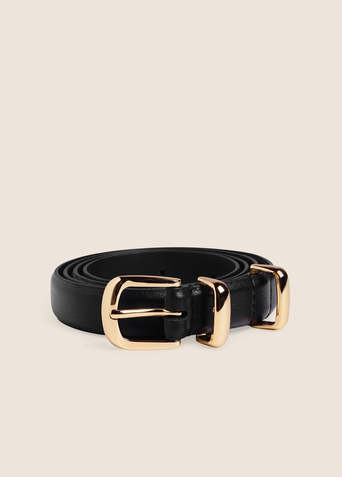Favorite Daughter The Skinny Jordan Belt - Black Polished Gold