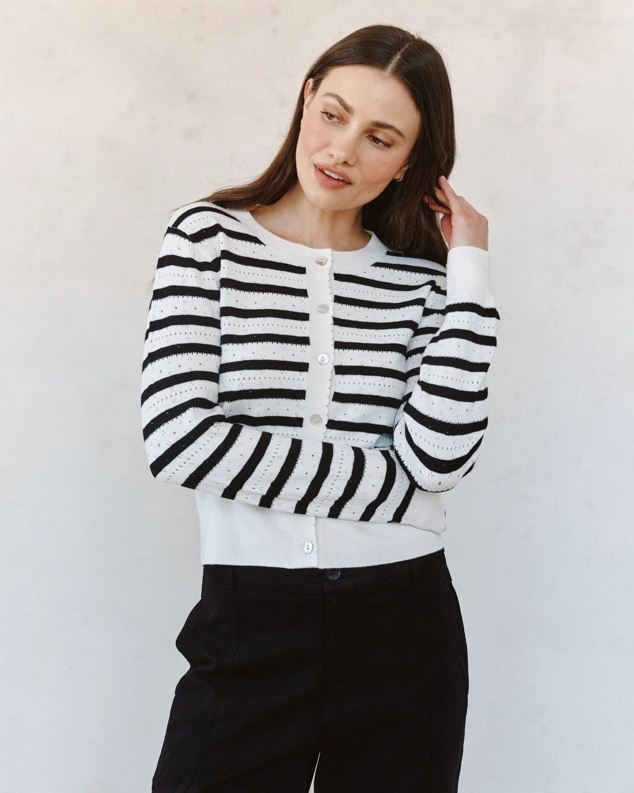 bella dahl Fitted Cardigan - Cherie Stripe