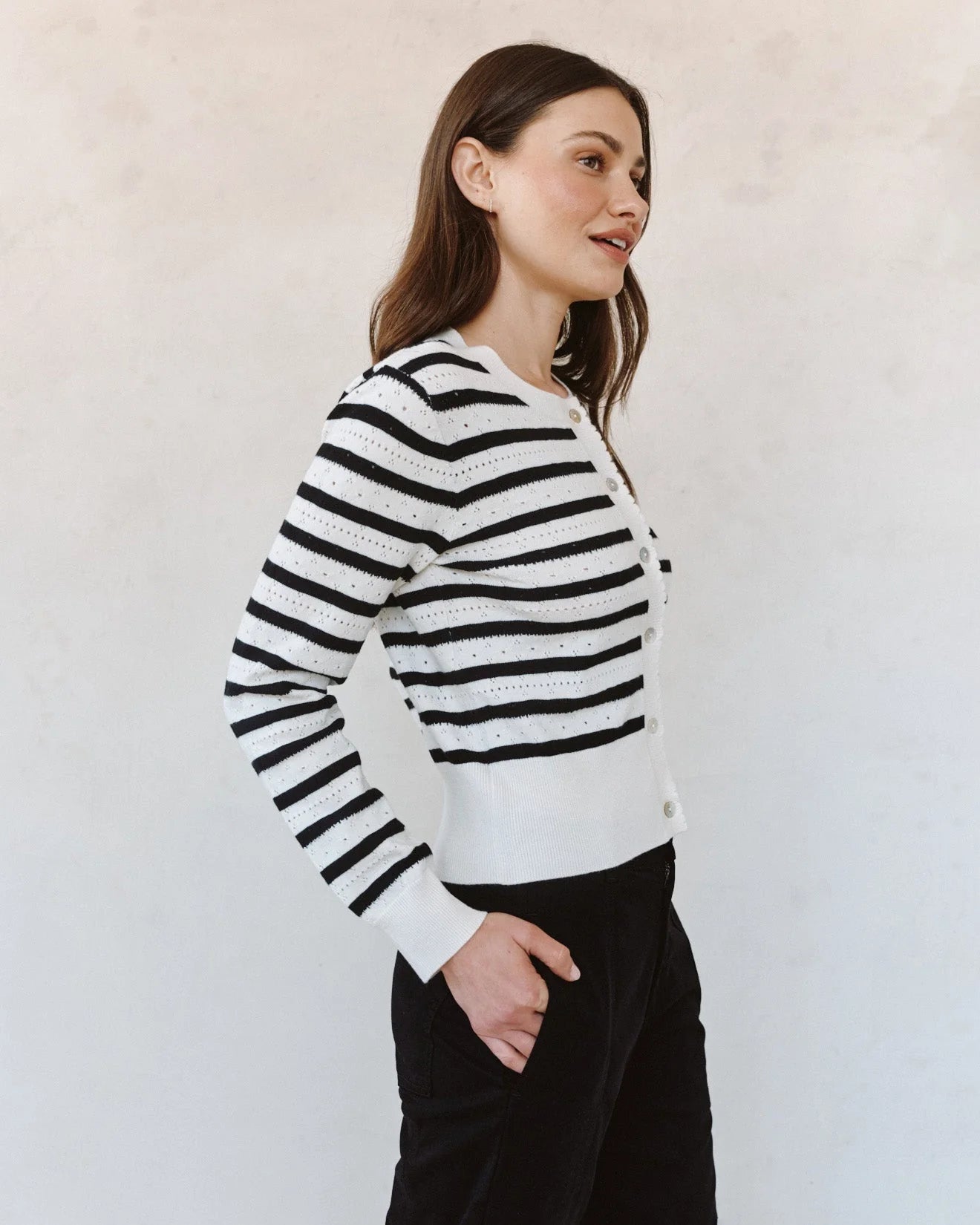 bella dahl Fitted Cardigan - Cherie Stripe
