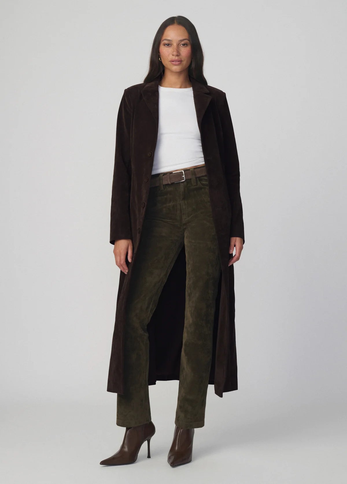 Joe's The Vegan Suede Long Coat - Dark Chocolate